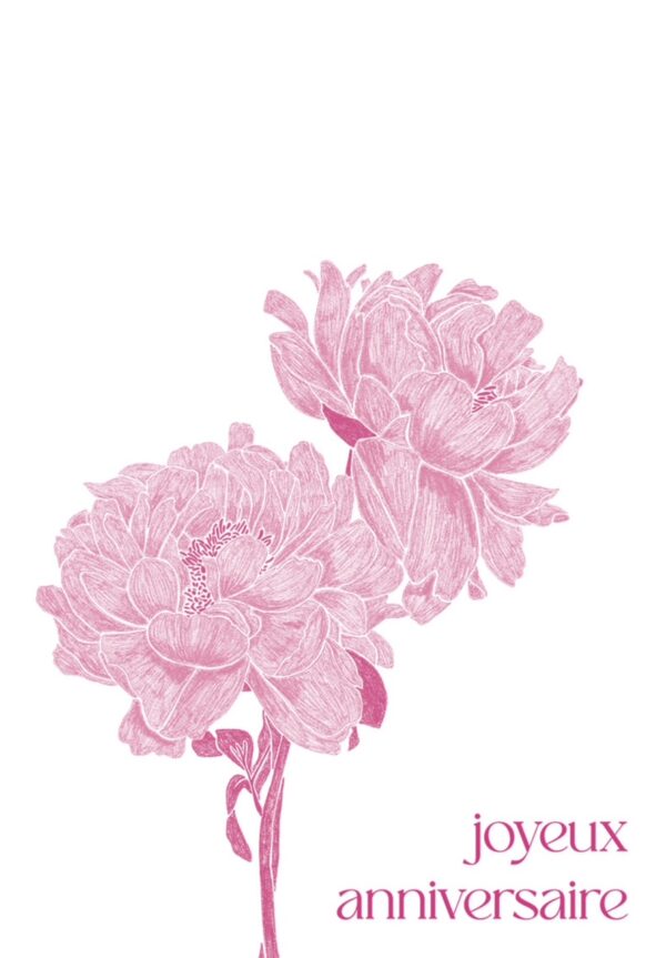 Carte Anniversaire - Pivoine